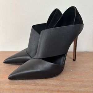 Balmain Audrey elastic wrap pumps in black leather and suede 36.5